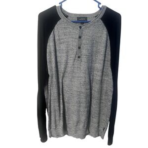 Express Mens‎ Henley Sweater XL Gray Black Raglan Long Sleeve